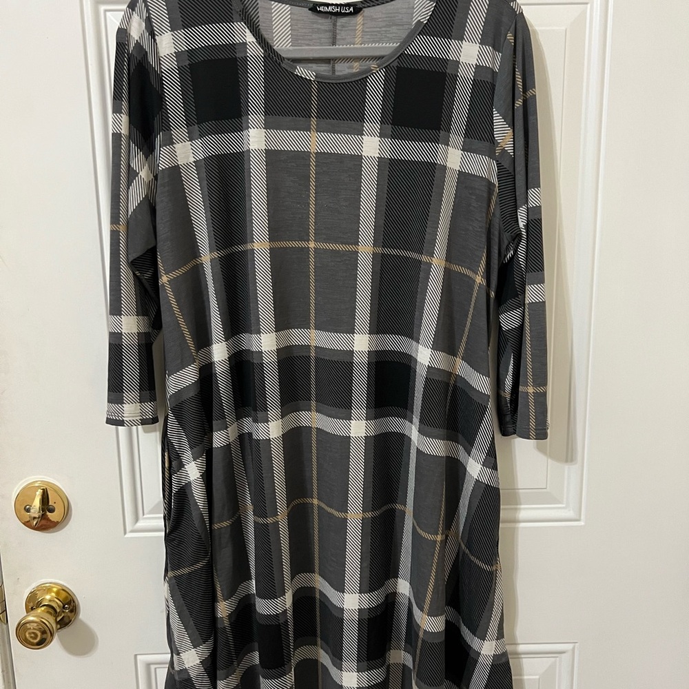 Black, Grey & White Plaid Dress